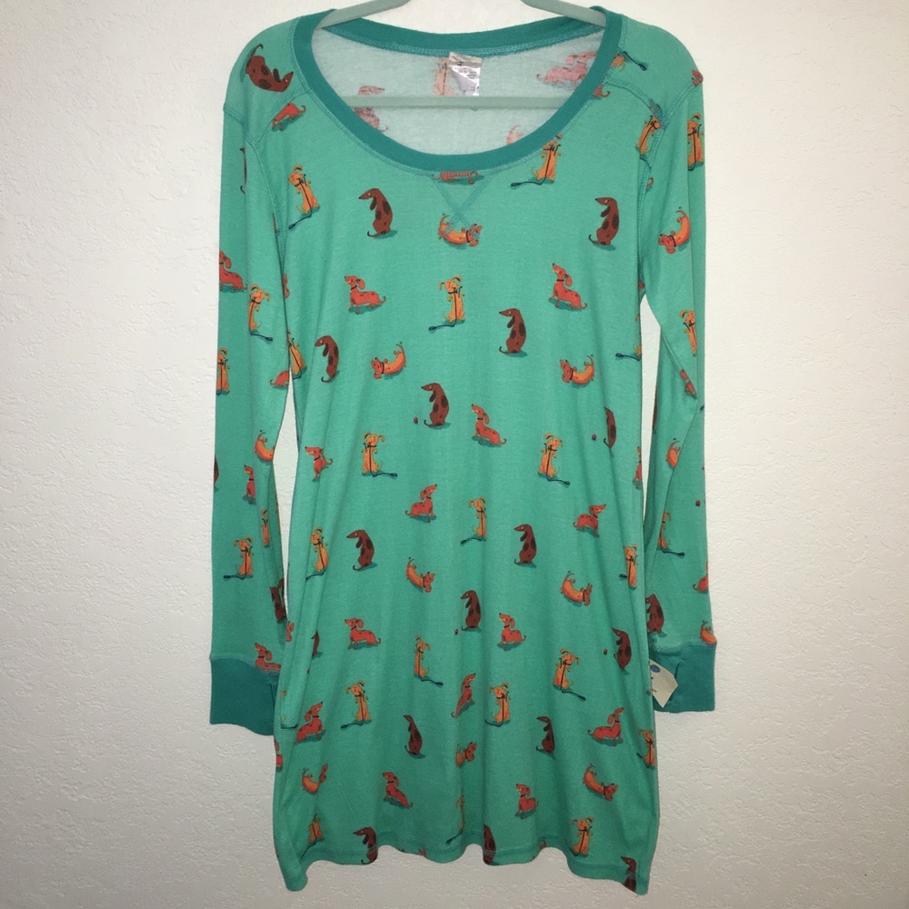 NITE NITE MUNKI MUNKI Sz L Green Dog Nightgown NWT